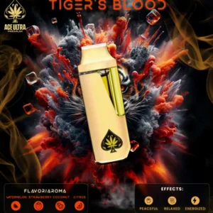 Ace Ultra Tiger’s Blood sativa-dominant disposable vape with tropical fruit flavor